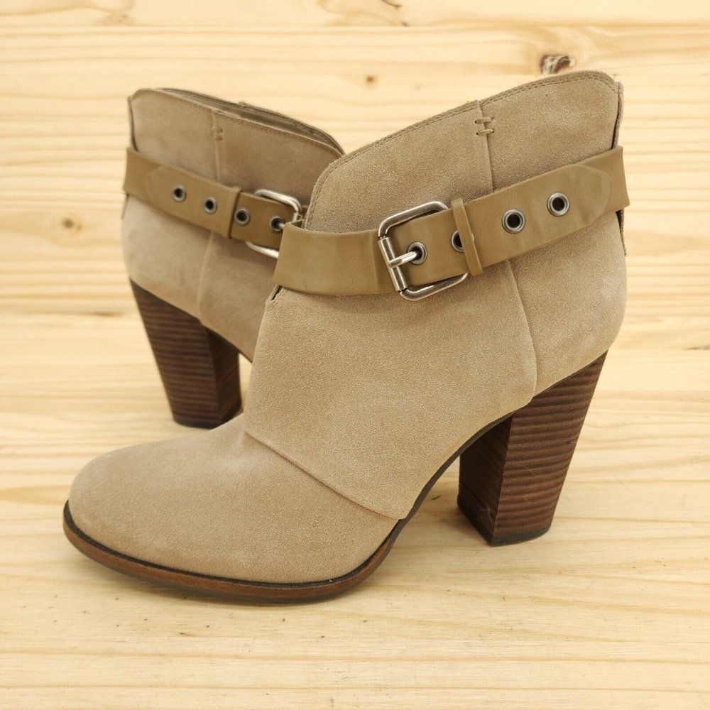 Jessica Simpson Womens Ankle Boot Sz 9 Tan Suede Chic Western Buckle Heel Bootie